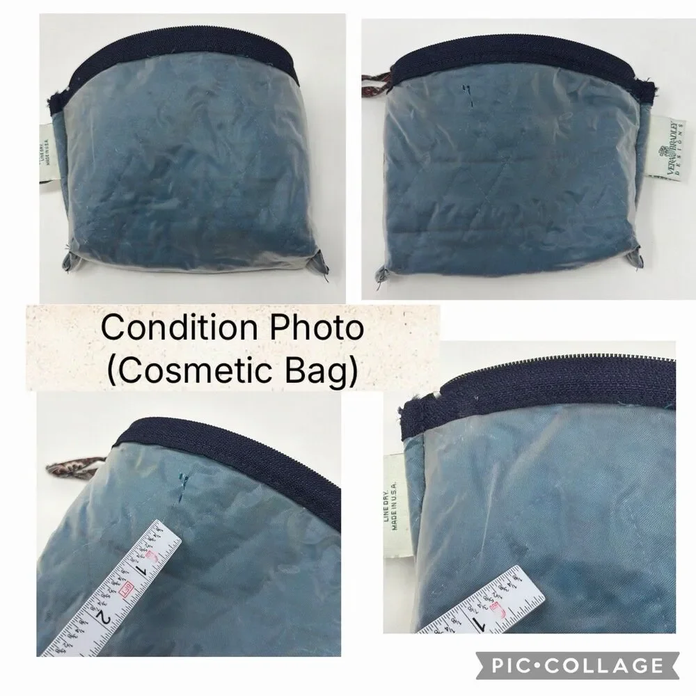 Vera Bradley Vintage Navy Paisley Quilted Crossbody & Pouch Lot Made In USA